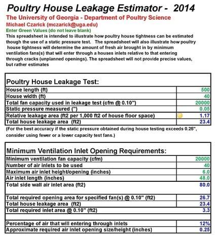 Poultry House Leakage Area Calculator 2014 - Image 2
