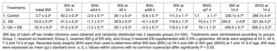Effect of Glutamine Supplementation Associated with Probiotics on Salmonella Typhimurium and Nitric Oxide or Glutamine with Perinatal Supplement on Growth Performance and Intestinal Morphology in Broiler Chickens - Image 5