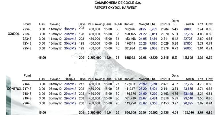 Effect of Incorporating “OXYDOL®” in White Shrimp Farming Ponds Litopenaeus vannamei over Production and Physical-Chemical Parameters - Image 5