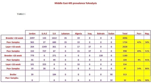 Survey of Mycoplasma synoviae prevalence and economic impact in the Middle East and North Africa area - Image 1