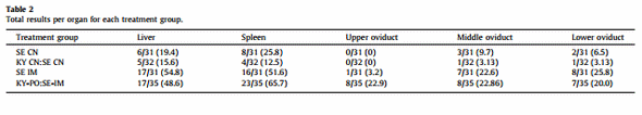 Recovery of Salmonella enterica serovar Enteritidis from hens initially infected with serovar Kentucky - Image 6