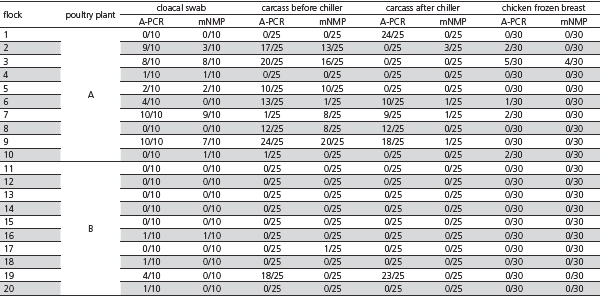 Serotyping and Genotyping of Salmonella Strains Isolated from Broilers, Chicken Carcasses Before and After Chilling, and Frozen Chicken Breasts Produced in the States of Mato Grosso do Sul and Santa Catarina, Brazil. - Image 1