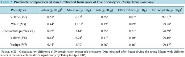 Extraction and Characterization of Starch Fractions of Five Phenotypes Pachyrhizus tuberosus (Lam.) Spreng - Image 5