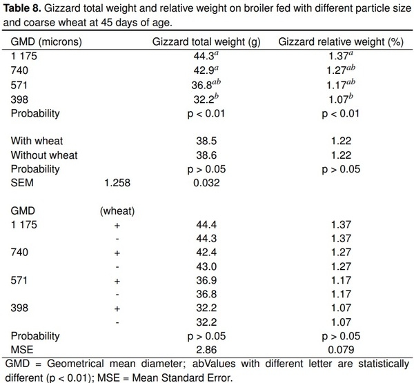 Maize particle size with the addition of wheat on zootechnical parameters in chickens - Image 8