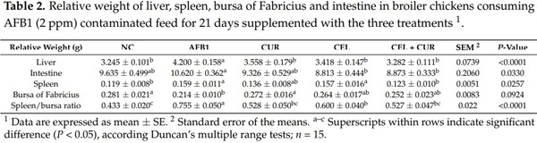 Evaluation of Cellulosic Polymers and Curcumin to Reduce Aflatoxin B1 Toxic Effects on Performance, Biochemical, and Immunological Parameters of Broiler Chickens - Image 2