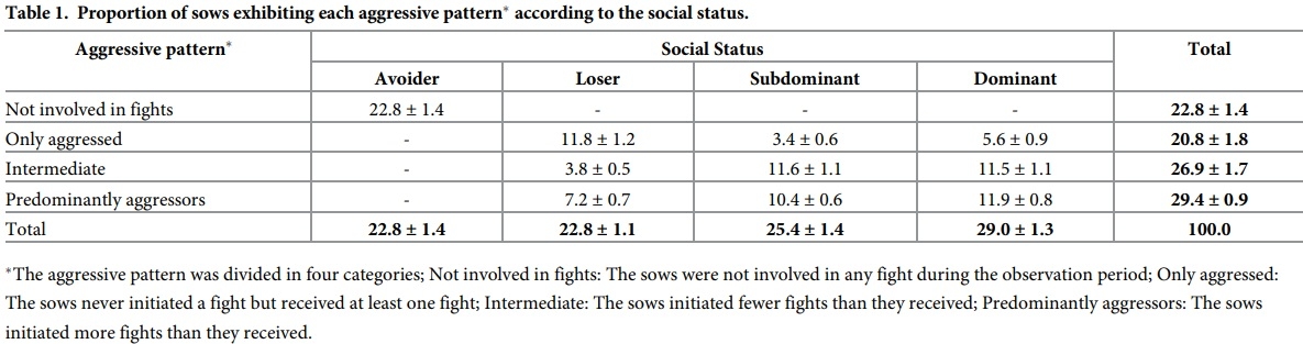 Social status and previous experience in the group as predictors of welfare of sows housed in large semi-static groups - Image 1