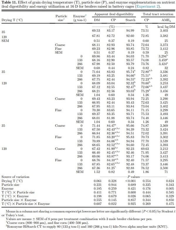 Corn drying temperature, particle size, and amylase supplementation influence growth performance, digestive tract development, and nutrient utilization of broilers - Image 11