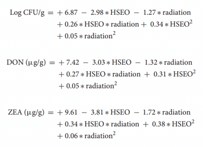 Combinational Inhibitory Action of Hedychium spicatum L. Essential Oil and y-Radiation on Growth Rate and Mycotoxins Content of Fusarium graminearum in Maize: Response Surface Methodology - Image 9