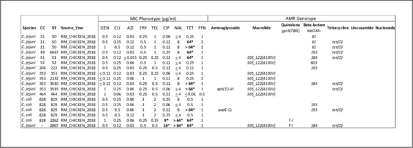 Antimicrobial resistance and interspecies gene transfer in Campylobacter coli and Campylobacter jejuni isolated from food animals, poultry processing, and retail meat in North Carolina, 2018–2019 - Image 2