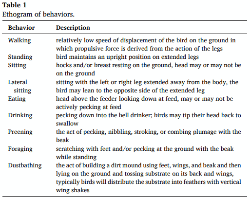 Table 1 Ethogram of behaviors.