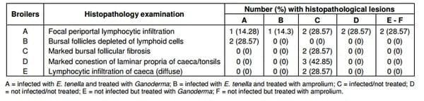 Oral Treatment of Eimeria Tenella-Infected Broilers Using Aqueous Extract of Wild Mushroom (Ganoderma sp): Effect on Haematological Parameters and Histopathology Lesions - Image 2