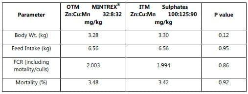 Feeding Lower Levels of Chelated Minerals vs. Industry Levels of Inorganic Trace Minerals on Broiler Performance - Image 1