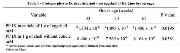 Protoporphyrin IX in Shell and Cuticle of Brown Shelled Eggs - Image 1