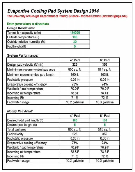 Evaporative Cooling Pad Design Spreadsheet - Image 1