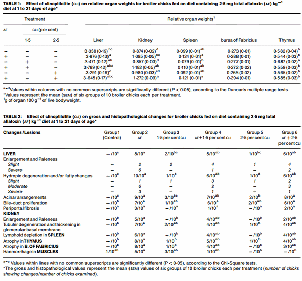 Ameliorative effects of dietary clinoptilolite on pathological changes in broiler chickens during aflatoxicosis - Image 1