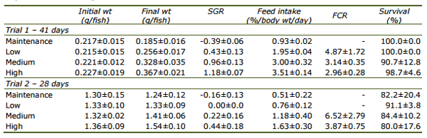 Feed Requirements for Maintenance and Growth of Anemone Clownfish Amphiprion percula - Image 1