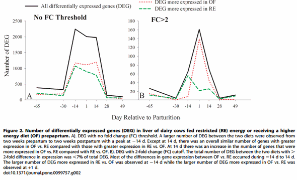 Integrative Analyses of Hepatic Differentially Expressed Genes and Blood Biomarkers during the Peripartal Period between Dairy Cows Overfed or Restricted-Fed Energy Prepartum - Image 2