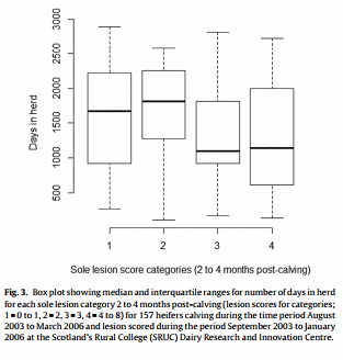 Lameness in dairy heifers; impacts of hoof lesions present around first calving on future lameness, milk yield and culling risk - Image 12