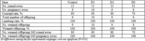 Productive and reproductive performance of Barki ewes fed on sprouted barley grains on desert by-products during lactating period - Image 7