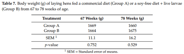 Gradual Provision of Live Black Soldier Fly (Hermetia illucens) Larvae to Older Laying Hens: Effect on Production Performance, Egg Quality, Feather Condition and Behavior - Image 8
