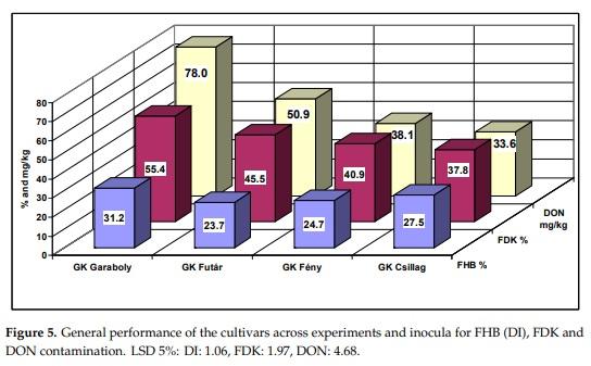 Methodical Considerations and Resistance Evaluation against F. graminearum and F. culmorum Head Blight in Wheat. The Influence of Mixture of Isolates on Aggressiveness and Resistance Expression - Image 6