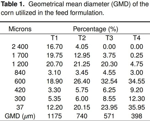 Maize particle size with the addition of wheat on zootechnical parameters in chickens - Image 1