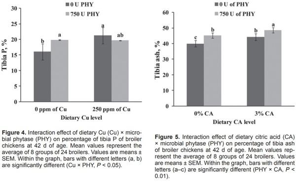 Effects of dietary supplementation of citric acid, copper, and microbial phytase on growth performance and mineral retention in broiler chickens fed a low available phosphorus diet - Image 6