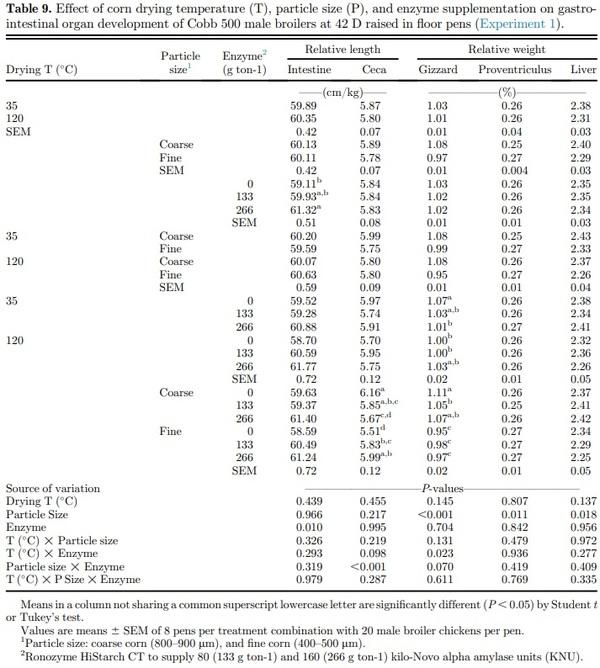 Corn drying temperature, particle size, and amylase supplementation influence growth performance, digestive tract development, and nutrient utilization of broilers - Image 9