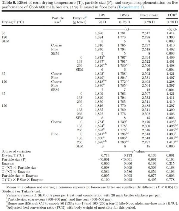 Corn drying temperature, particle size, and amylase supplementation influence growth performance, digestive tract development, and nutrient utilization of broilers - Image 6