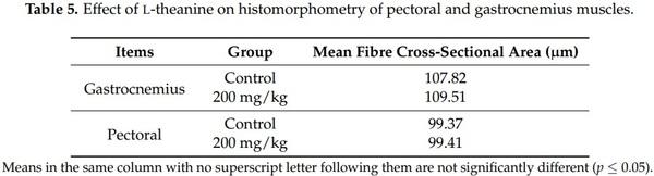 Influence of Graded Levels of L-Theanine Dietary Supplementation on Growth Performance, Carcass Traits, Meat Quality, Organs Histomorphometry, Blood Chemistry and Immune Response of Broiler Chickens - Image 6
