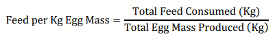 feed per kg egg mass