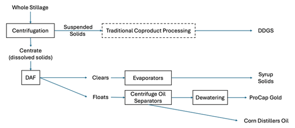 Figure 10. Flow chart illustrating the main steps in the Marquis approach to separating and concentrating nutrient components (based on https://www.marquisincorporated.com and http://www.distillersgrains.org).