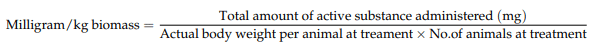 Milligram/kg biomass =