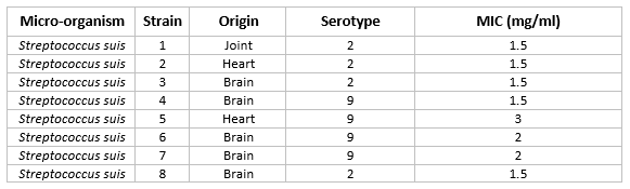 Study of Effectiveness of Hygen Pro® Strept Phytobiotic versus Clinical Strains of Streptococcus Suis of Porcine Origin - Image 3