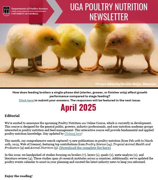 UGA Poultry Nutrition Newsletter - April 2025 - Image 1