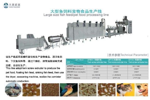 steam twin screw extruder fish food line