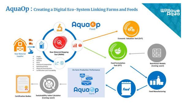 Figure 2. The development of a digital ecosystem linking feed composition and performance achieved on aquaculture operations.