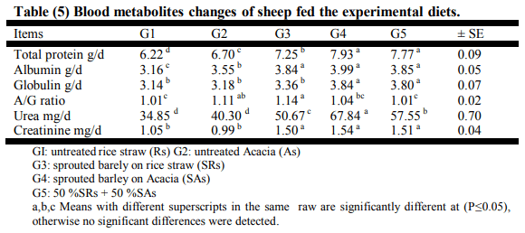 Sprouted Barley Grains on Rice Straw and Acacia Saligna and its Effect on Performance of Growing Barki Lambs in Sinai - Image 7