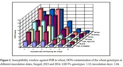 Methodical Considerations and Resistance Evaluation against Fusarium graminearum and F. culmorum Head Blight in Wheat. Part 3. Susceptibility Window and Resistance Expression - Image 7
