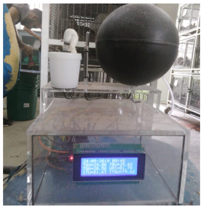 Figure 3a. Built prototype working: collecting data.