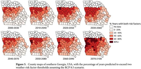 Determining future aflatoxin contamination risk scenarios for corn in Southern Georgia, USA using spatio-temporal modelling and future climate simulations - Image 7