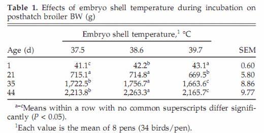 Influence of Egg Shell Embryonic Incubation Temperature and Broiler Breeder Flock Ageon Posthatch Growth Performance and Carcass Characteristics - Image 1