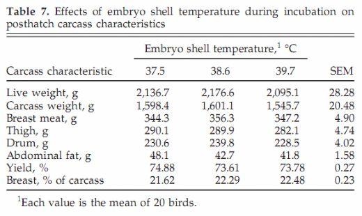 Influence of Egg Shell Embryonic Incubation Temperature and Broiler Breeder Flock Ageon Posthatch Growth Performance and Carcass Characteristics - Image 7