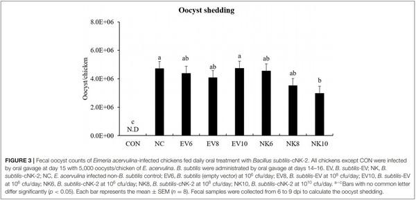 Oral Delivery of Bacillus subtilis Expressing Chicken NK-2 Peptide Protects Against Eimeria acervulina Infection in Broiler Chickens - Image 6