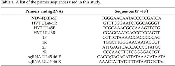 A Recombinant Turkey Herpesvirus Expressing the F Protein of Newcastle Disease Virus Genotype XII Generated by NHEJ-CRISPR/Cas9 and Cre-LoxP Systems Confers Protection against Genotype XII Challenge in Chickens - Image 1