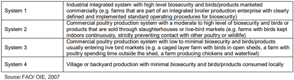 Table 2 Classification of poultry production on the basis of biosecurity level